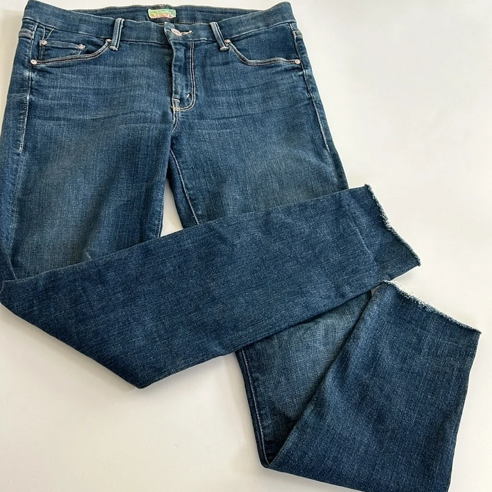 MOTHER The Looker Ankle Fray Skinny Jean in Girl Crush size 27 Raw Hem
